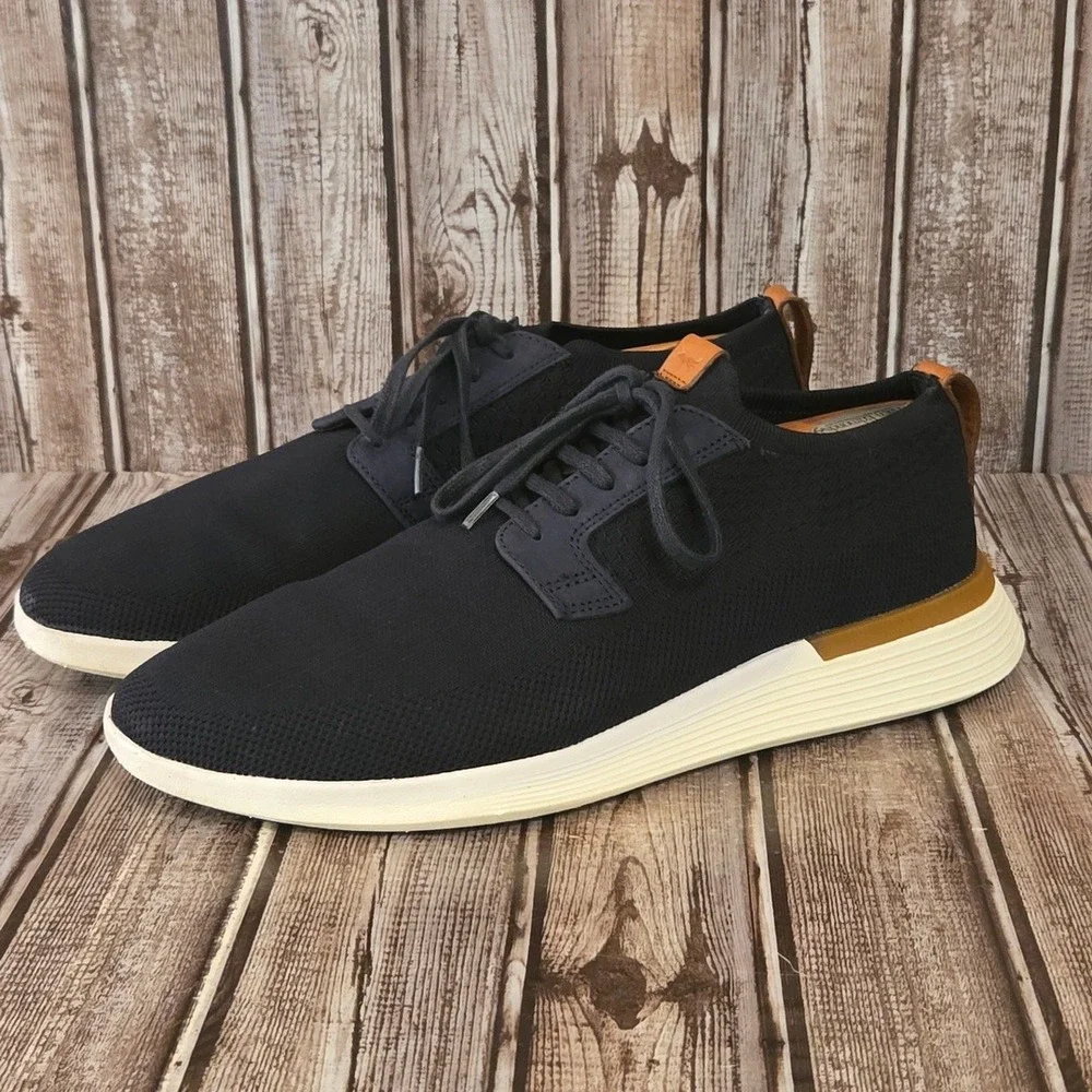 Sz 11 Mens Wolf & Shepherd SwiftKnit Derby Crossover Navy Blue Knit Shoes VGUC